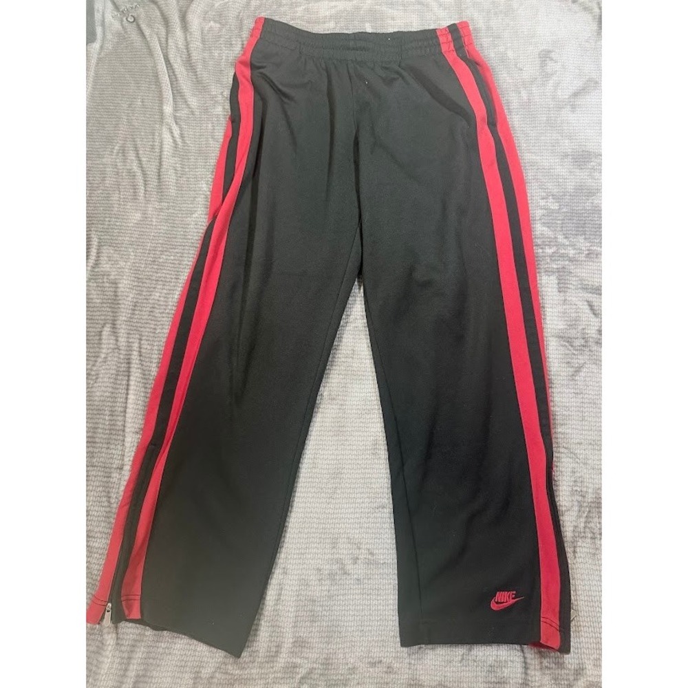 Vintage Nike Mens Track Pants XXL Black Red Striped Athletic Ankle Zip 36X32‎